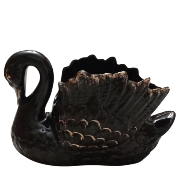 Other - Vintage Black Swan Ceramic Planter